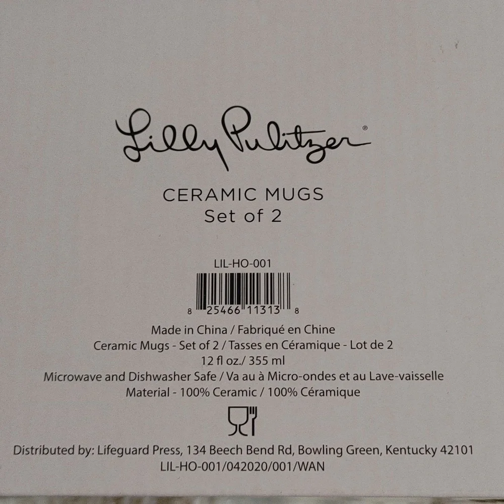 NIB Lilly Pulitzer Ceramic Mugs Set of 2